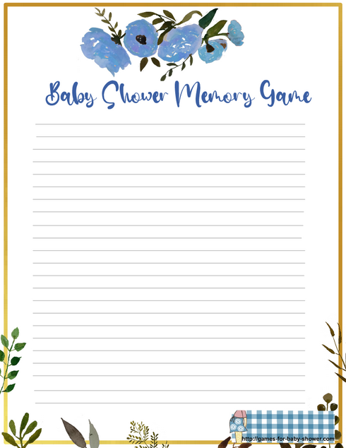 free printable for baby shower memory game in blue color