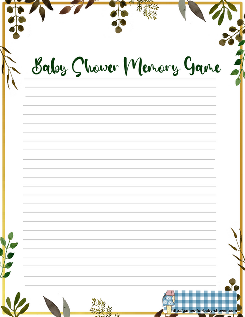 free printable for baby shower memory game in green color