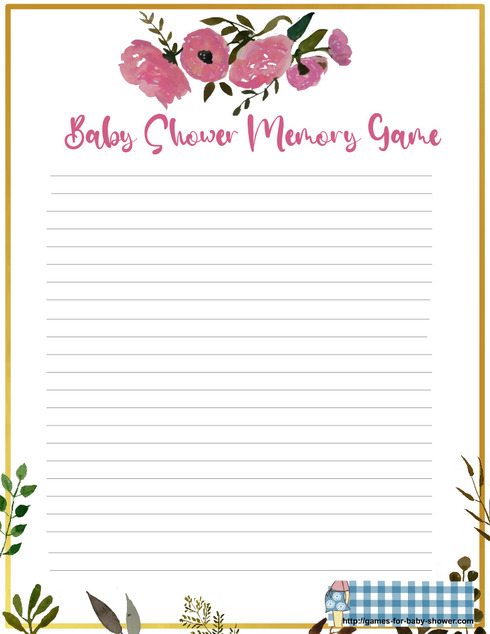 free printable for baby shower memory game in pink color