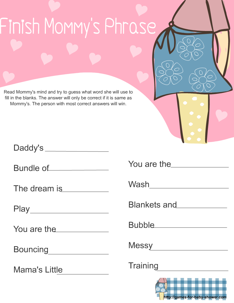 phrase game printable for girl baby shower here is free printable ...