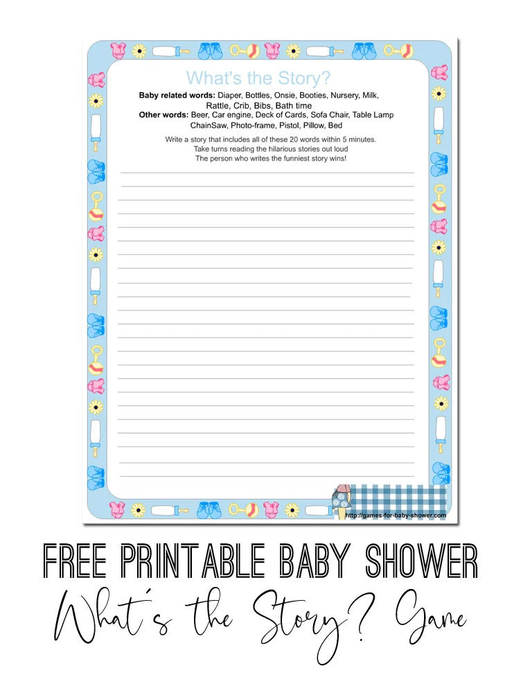 What's the Story, Free Printable Baby Shower Game