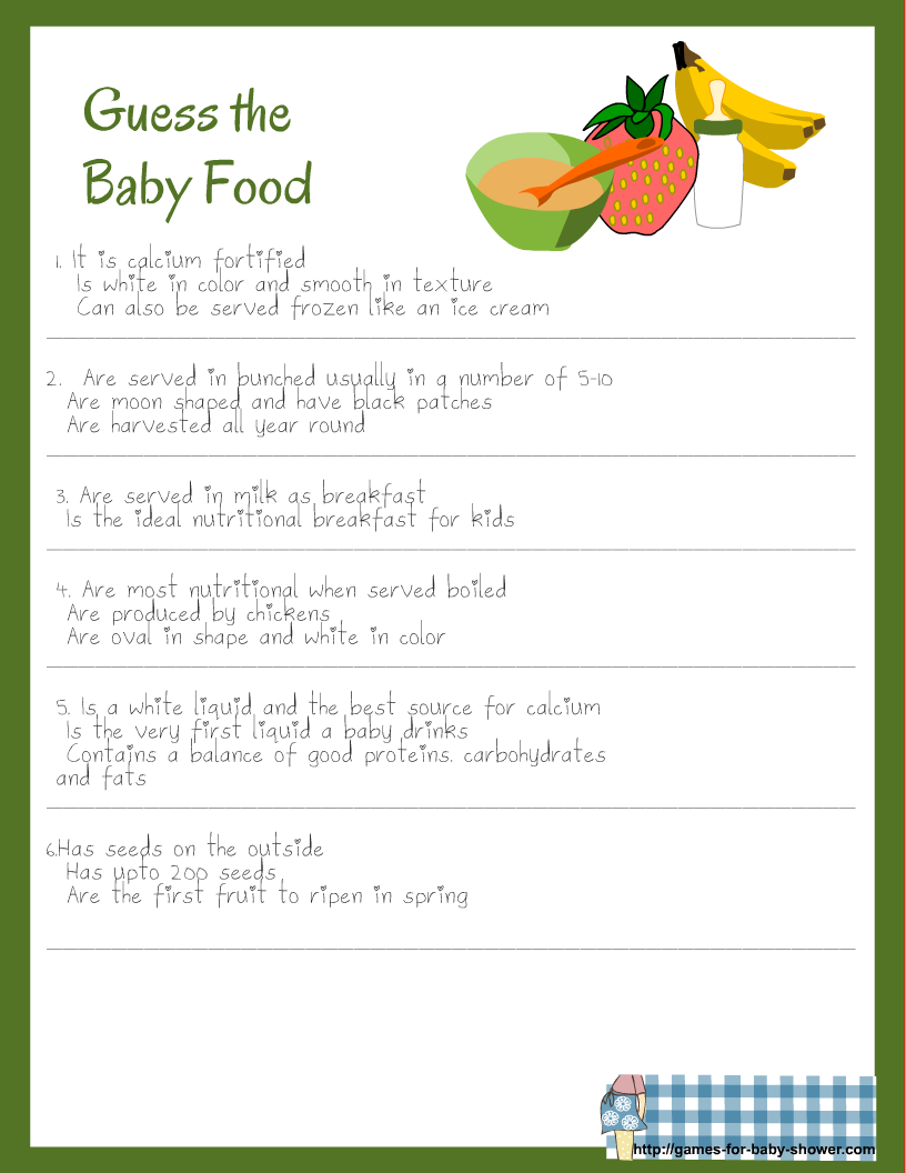 749 New baby shower game answers 592 Free Printable Baby Shower Guess the Baby Food Game 
