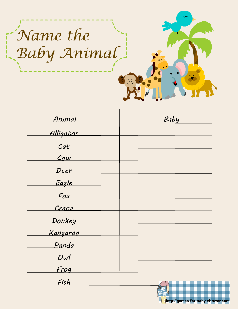 Baby Shower Games Baby Animals Name Game Woodland Baby Shower Woodland