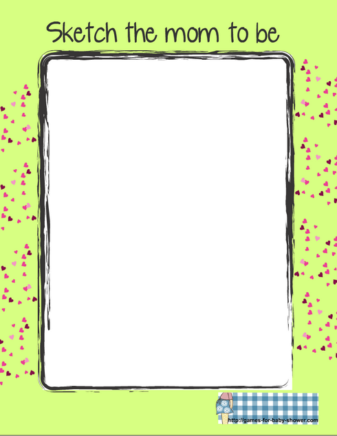 sketch the mom to baby baby shower game printable in green