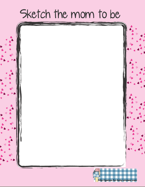 make a sketch of mom-to-be baby shower printable game in pink