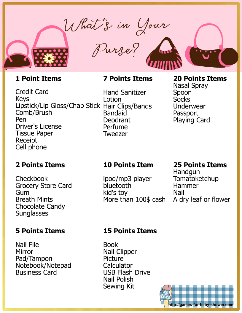 printable-baby-shower-games-what-s-in-your-purse-best-games-walkthrough