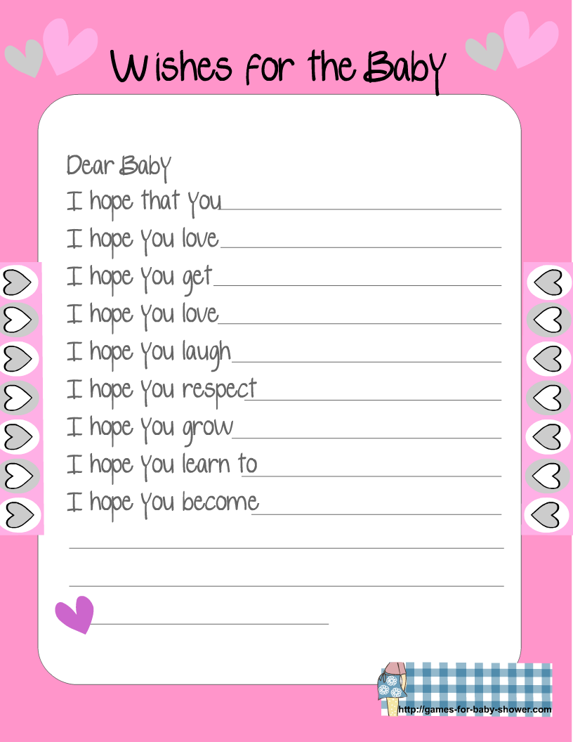 baby shower wishes for the baby game baby shower games wishes for baby ...