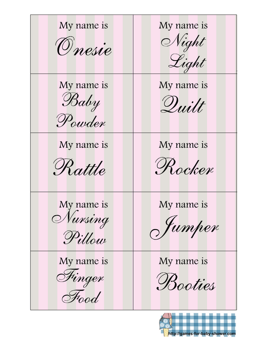 baby shower name tags for girl  baby shower