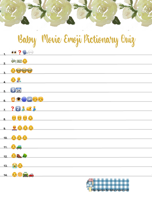 Free Printable Baby Movie Emoji Pictionary Quiz
