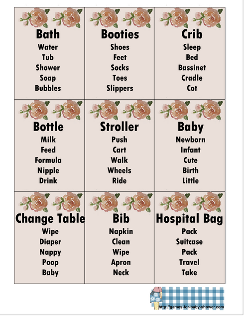 Free Printable Baby Shower Taboo Game Cards 53 OFF