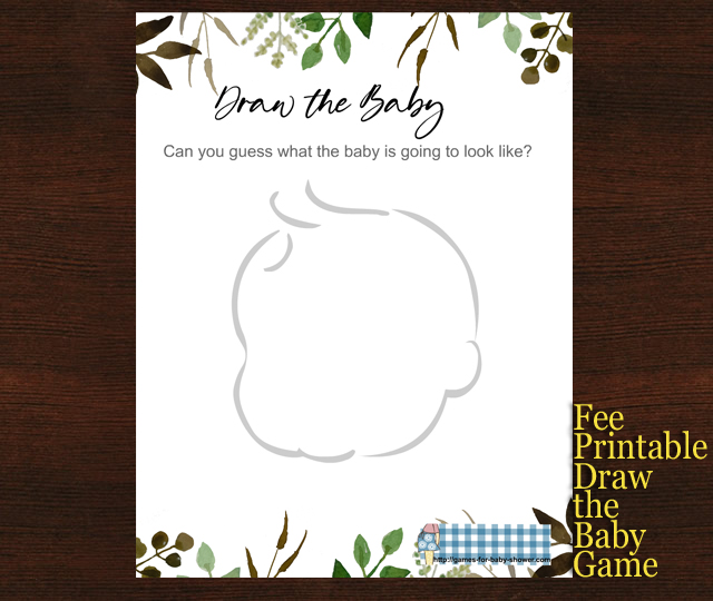 Free Printable Draw the Baby, Baby Shower Game