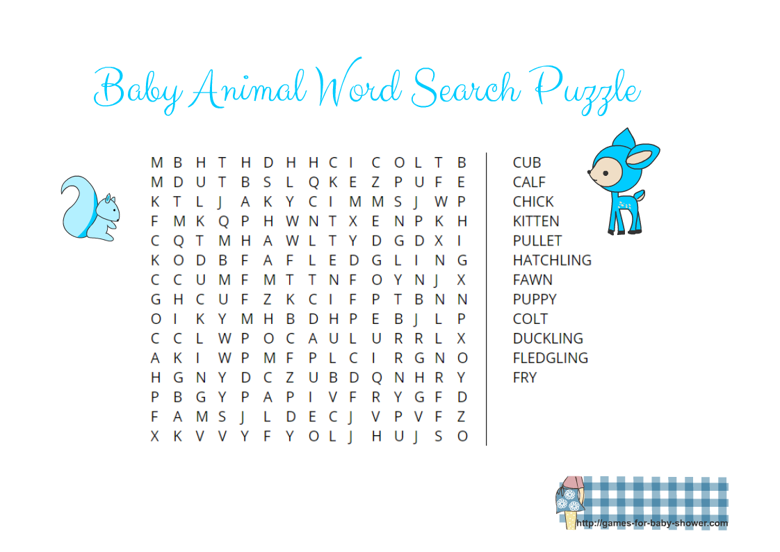Free Printable Baby Animal Word Search Puzzle
