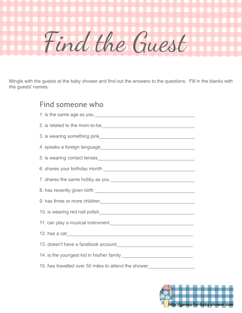 Free Baby Shower Game- Find the Guest - Aspen Jay