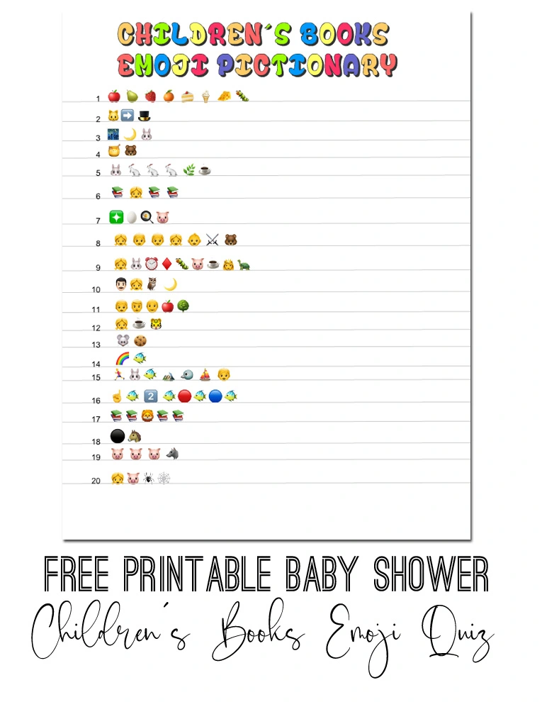 Free Printable Children's Books Emoji Pictionary 