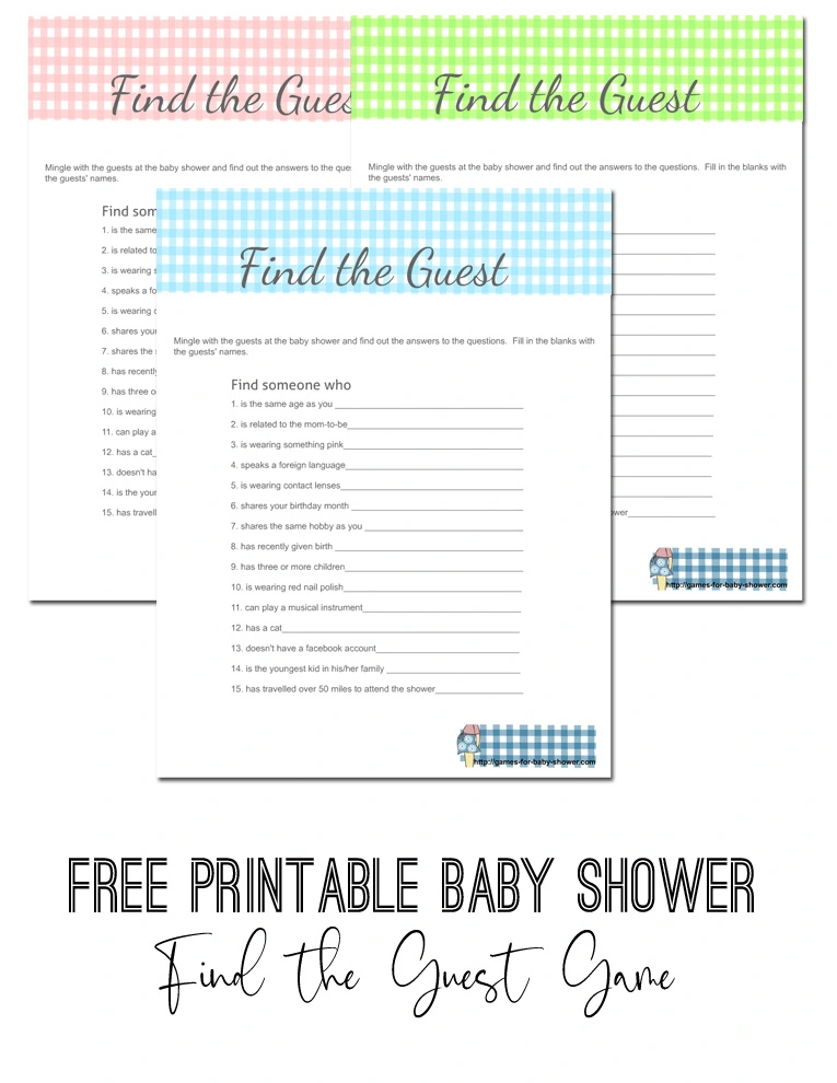 Free Baby Shower Game- Find the Guest - Aspen Jay