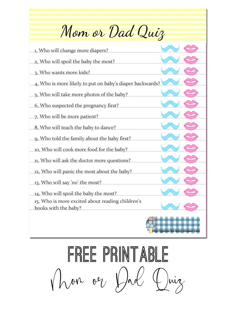 Editable Baby Trivia Quiz Game Printable Baby Shower Game