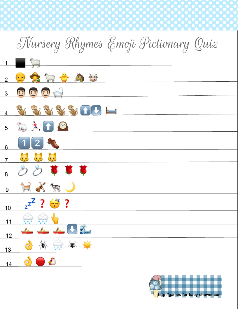 Free Printable Nursery Rhymes Emoji Pictionary Quiz