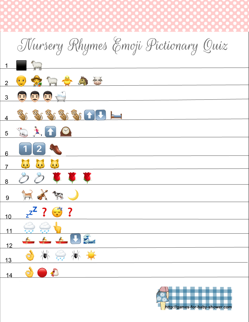 free printable nursery rhymes emoji pictionary quiz