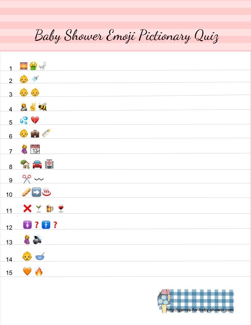 Free Printable Baby Shower Emoji Pictionary Quiz