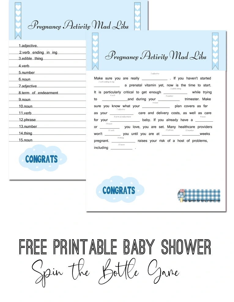 Free Printable Pregnancy Activity Mad Libs for Baby Shower