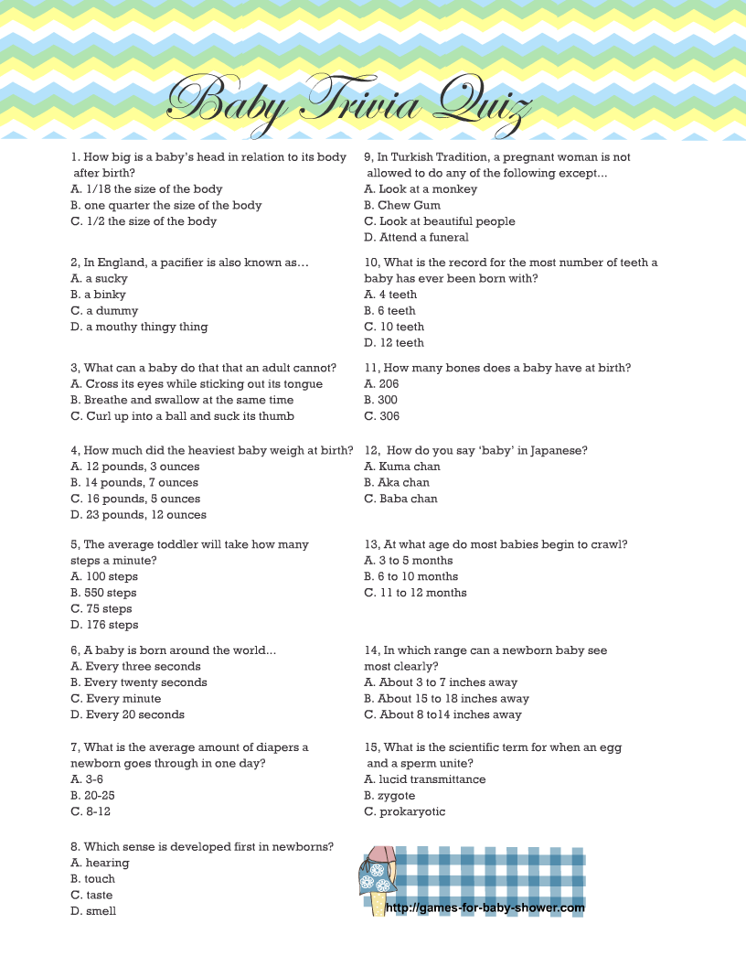 65+ Fun Baby Shower Trivia Questions to Use at Your Next Baby Shower {with  free printable} - Mommy on Purpose