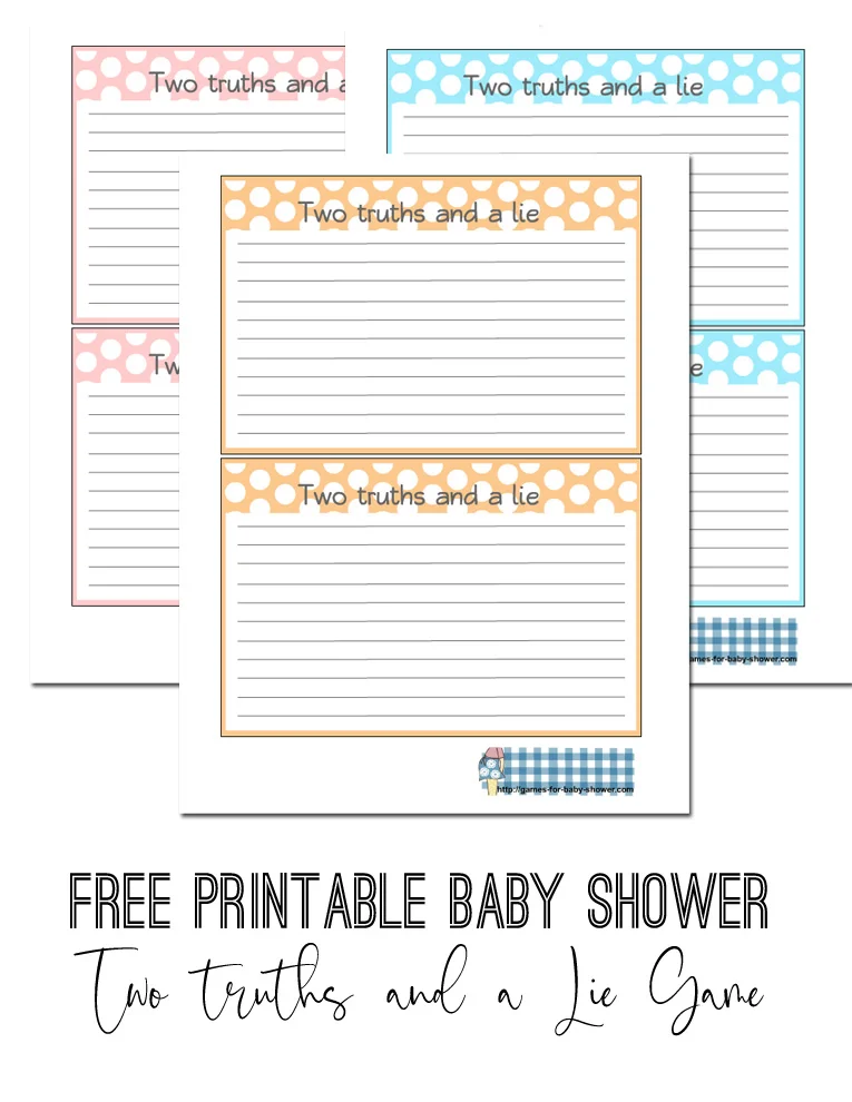 Free Printable Two Truths and a Lie Game for Baby Shower