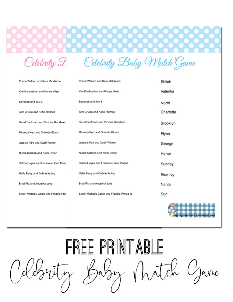 Free Printable Match the Famous Couple Game