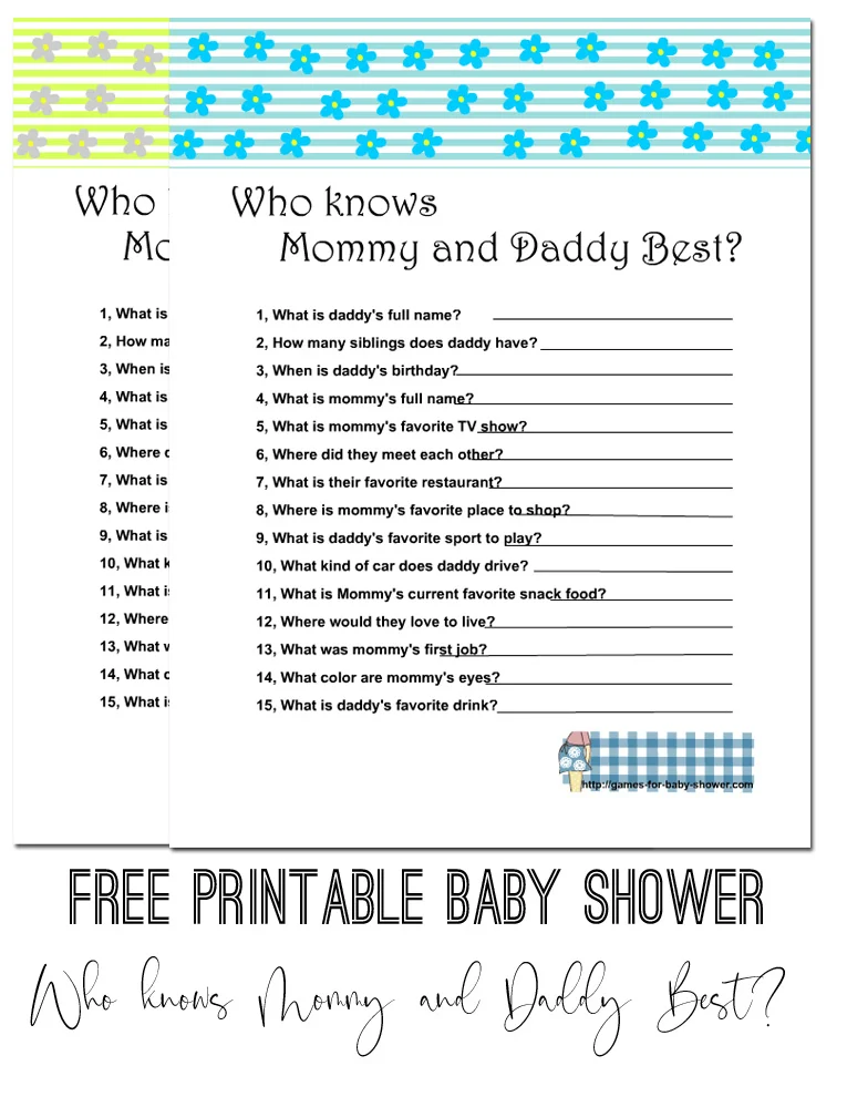 Mommy Or Daddy Printable Baby Shower Game Guess Who Game Instant 