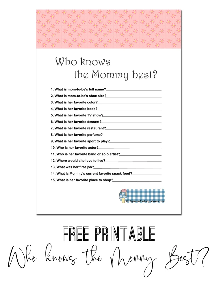 free printable baby shower games who knows mommy the best