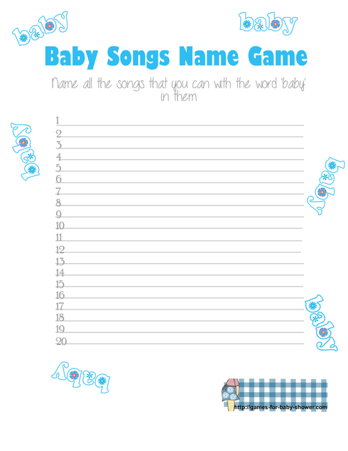 How Many Baby Songs Can you Name Game? Printable