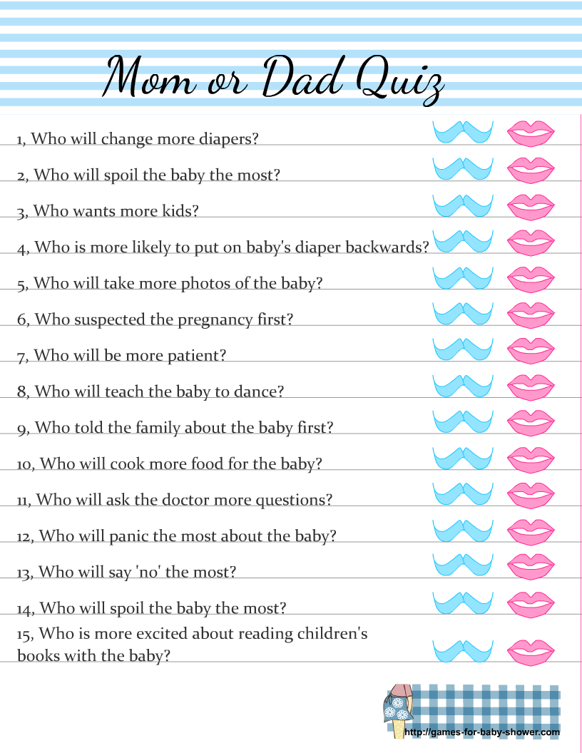 Mom Or Dad Baby Shower Game Questions Free Printable Printable Word