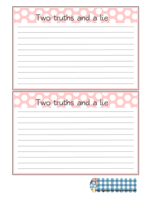 Free Printable Two truths and a lie cards in pink color