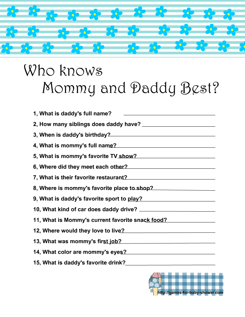 Free Printable What was Mommy Wearing baby Shower Game