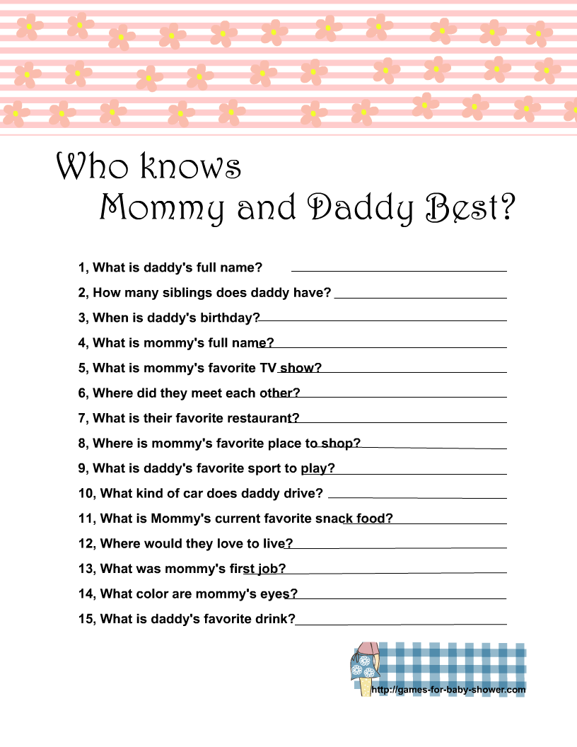 Printable Who Knows Mommy And Daddy Best Printable Word Searches