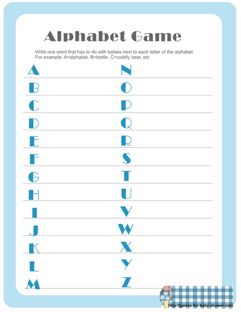 free printable baby shower alphabet game blue