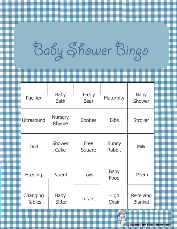 free printable baby shower bingo game in blue color