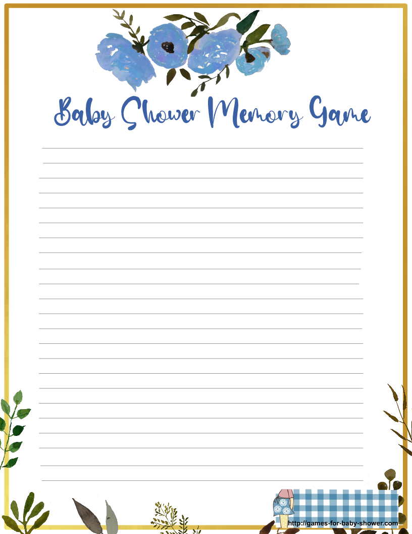 Baby Shower Memory Game Free Printable