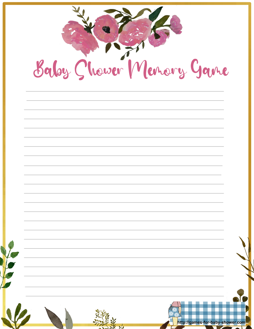 Free Printable Baby Shower Memory Game