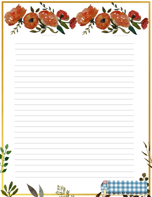 free printable baby shower stationery in orange color
