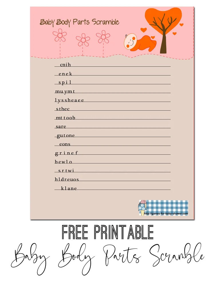 Free Printable Guess the Baby Body Part Game with Key  Free printable baby  shower games, Baby shower quiz, Printable baby shower games