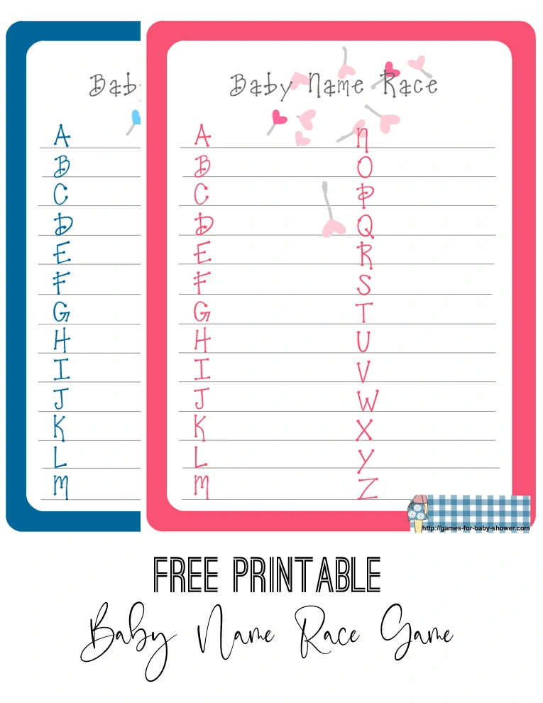 Baby Name Race Game - Printable Rainbow Baby Shower Games