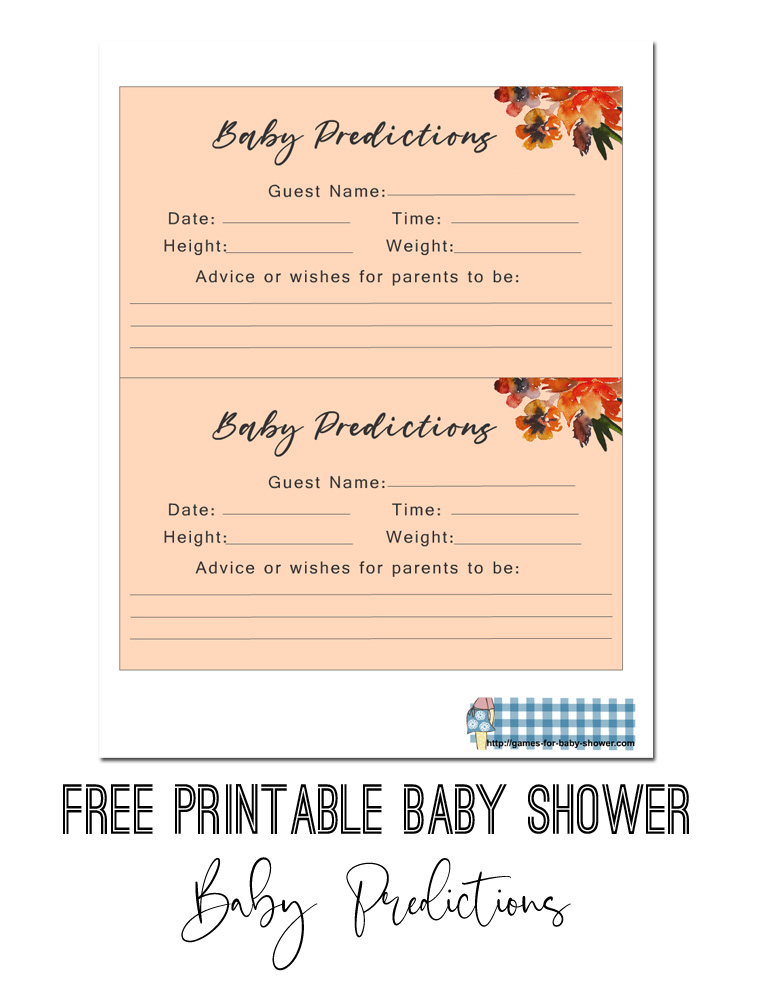 Free Printable Baby Predictions Game for Baby Shower 