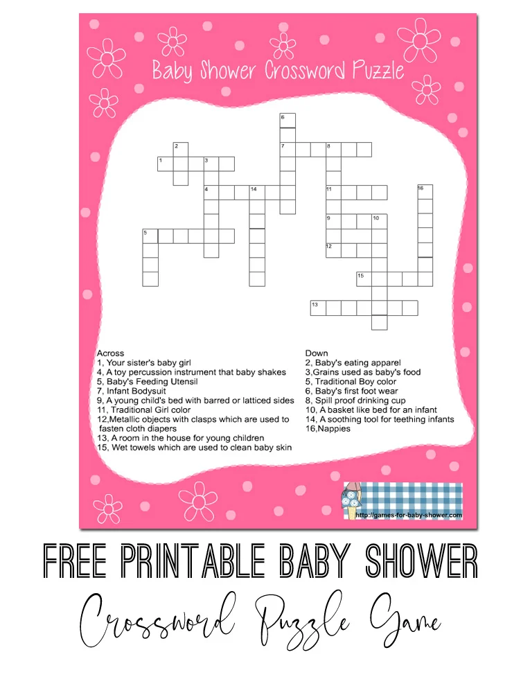 Baby Shower Crossword Puzzle Baby Shower Crossword Puzzle Game