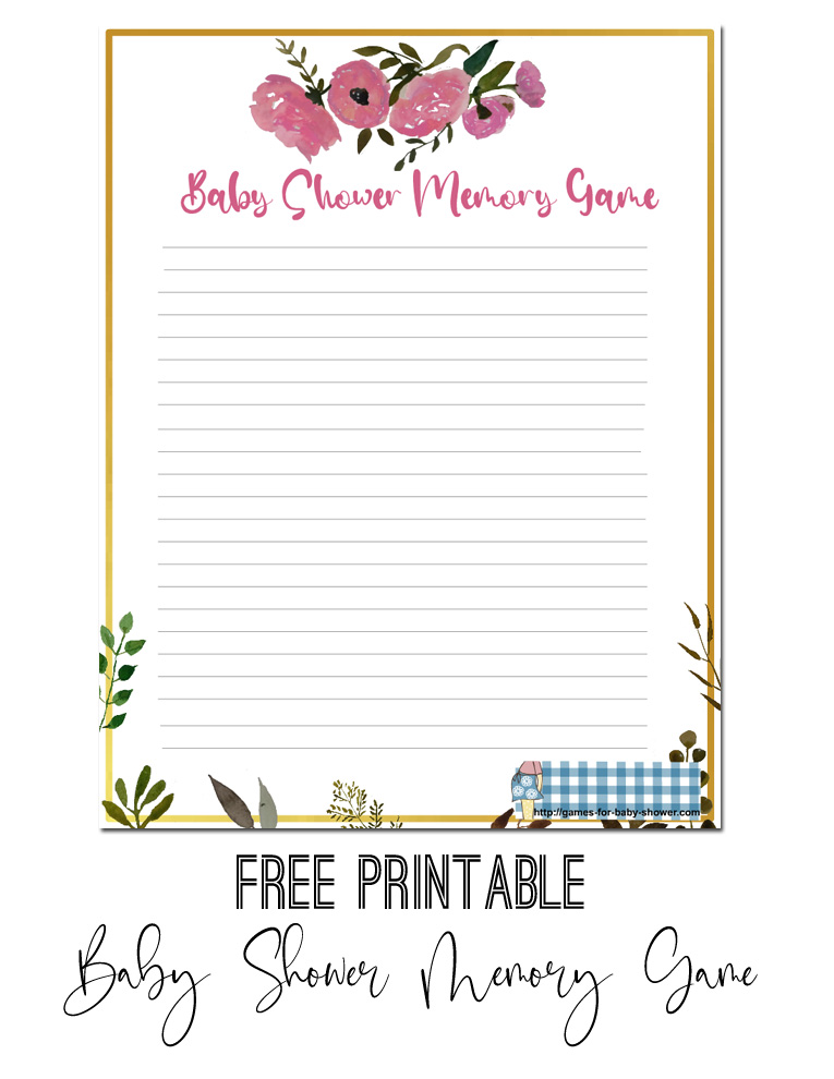 Free Printable Baby Shower Memory Game