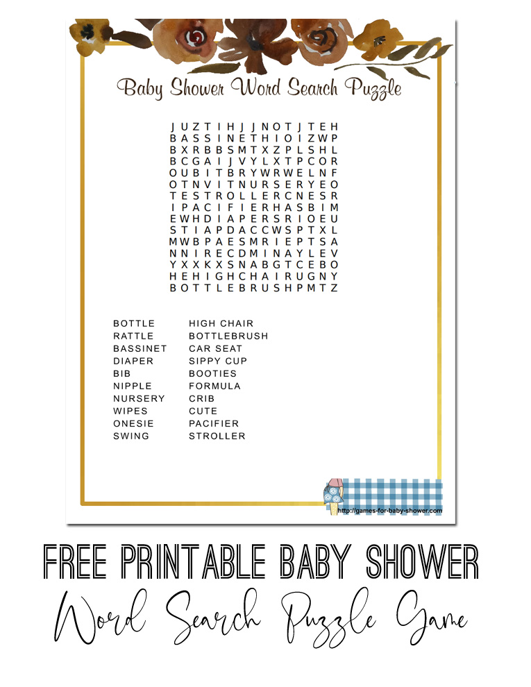 Free Printable Bridal Shower Word Mining Game