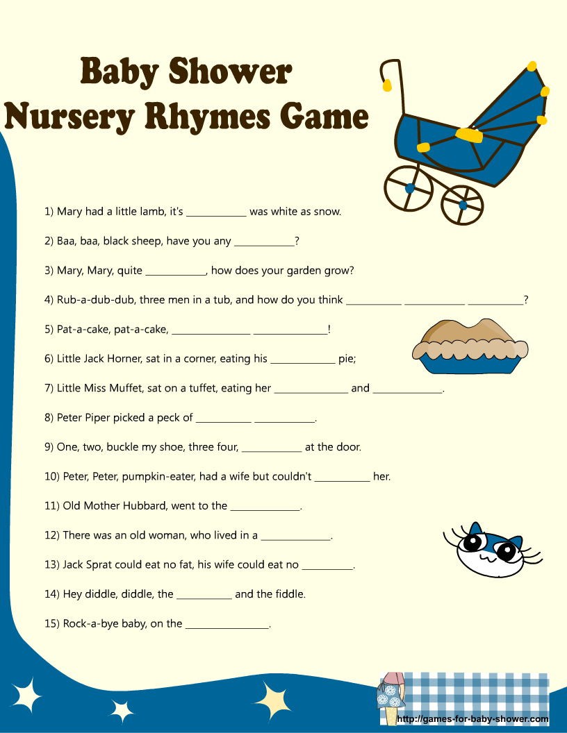 Classic Nursery Rhyme Quiz Baby Shower Includes Answer Key Baby Shower Download,Baby Shower Printable,LUNA COLLECTION Baby Shower Games