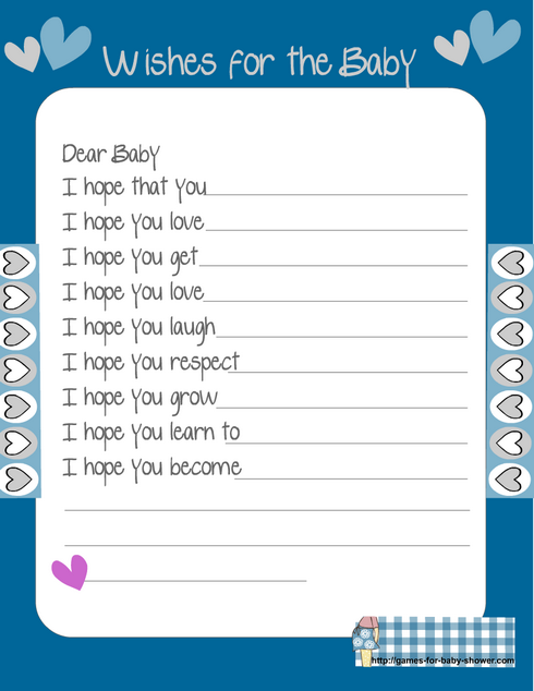 Free Printable Baby Shower Wishes For The Baby Game